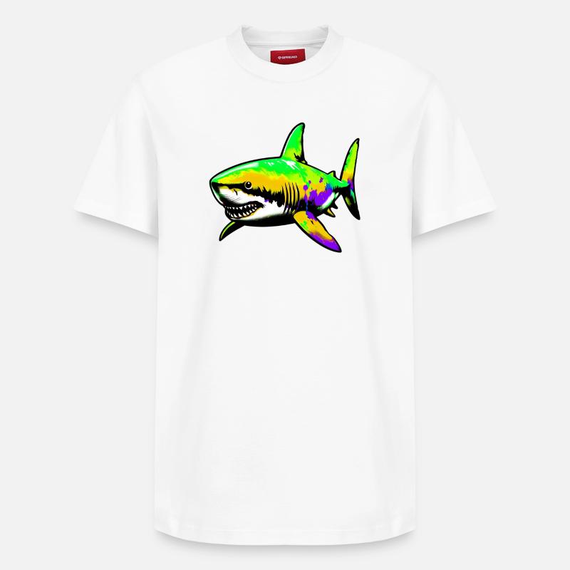 Requin - T-shirt unisexe décontracté en coton Supima – de SPREAD - blanc