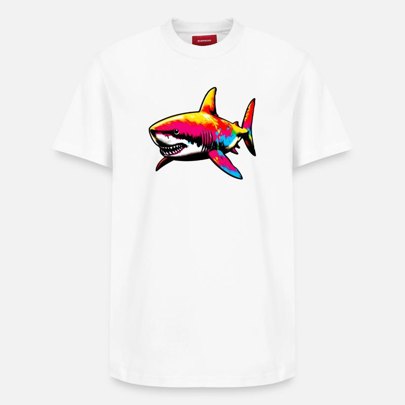 Requin - T-shirt unisexe décontracté en coton Supima – de SPREAD - blanc