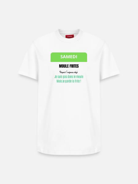 Samedi - Moules Frites - T-shirt unisexe décontracté en coton Supima – de SPREAD - blanc