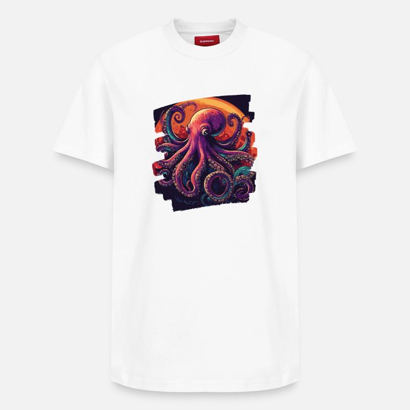 Pieuvre Pieuvre - T-shirt unisexe décontracté en coton Supima – de SPREAD - blanc