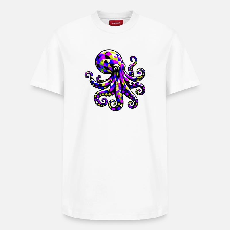 Pieuvre - T-shirt unisexe décontracté en coton Supima – de SPREAD - blanc