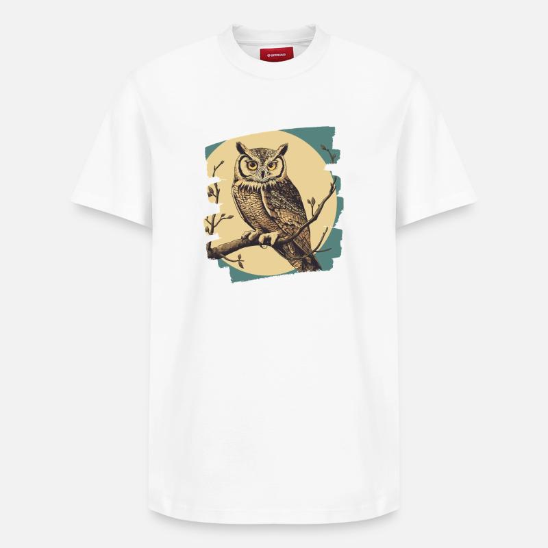 Eule Retro - Relaxed Unisex Supima Cotton T-Shirt – von SPREAD - Weiß