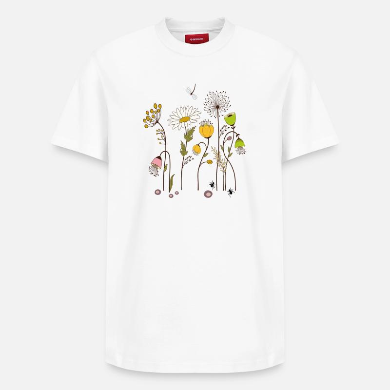 Fleurs de jardin - T-shirt unisexe décontracté en coton Supima – de SPREAD - blanc
