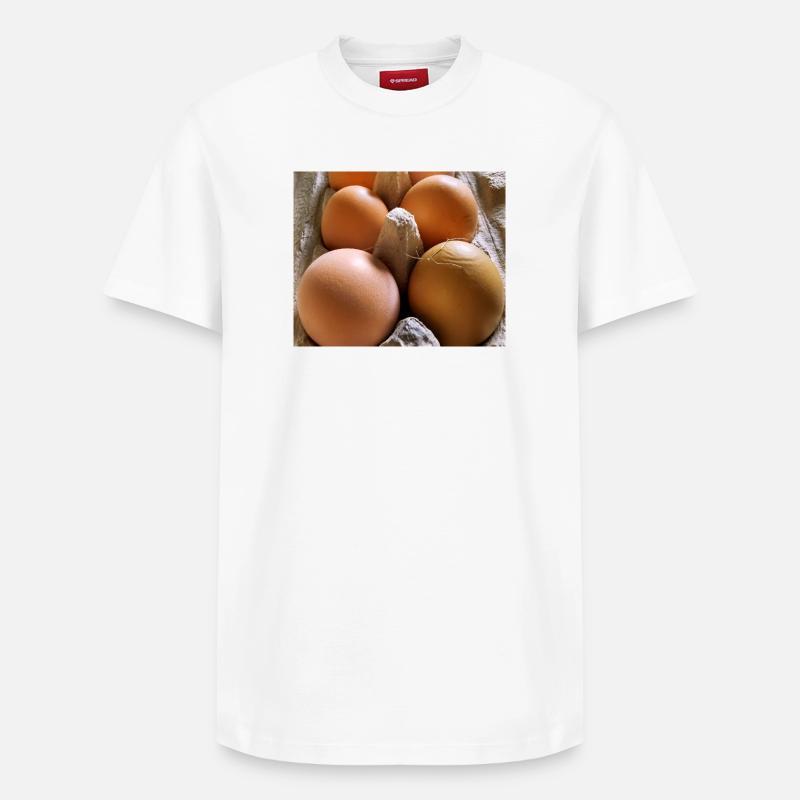 Eier - Relaxed Unisex Supima Cotton T-Shirt – von SPREAD - Weiß