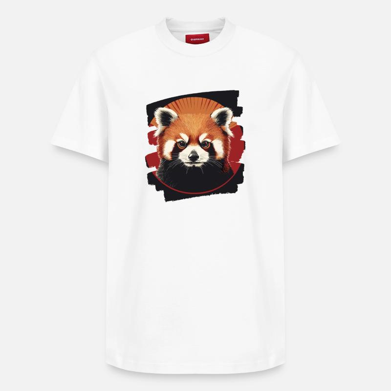 Panda roux rétro - T-shirt unisexe décontracté en coton Supima – de SPREAD - blanc