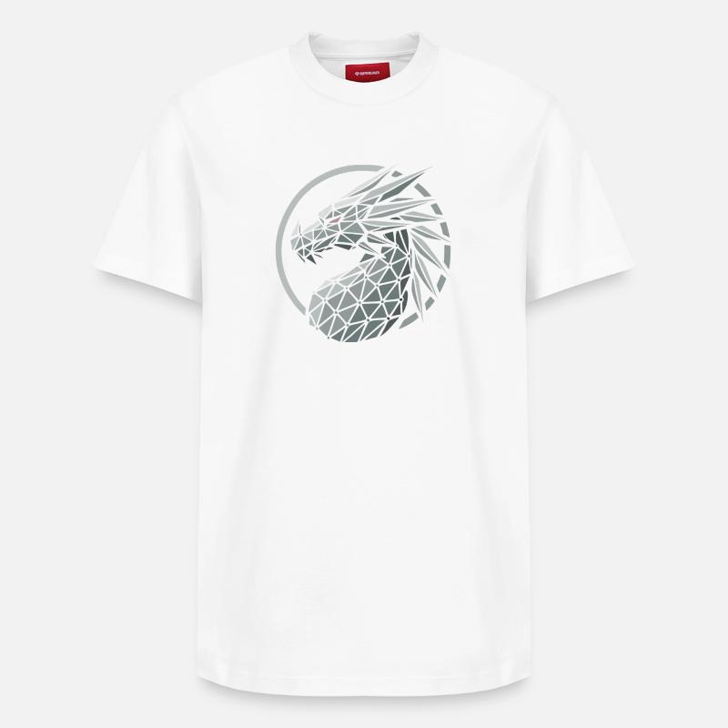 tete dragon polygones bleu - T-shirt unisexe décontracté en coton Supima – de SPREAD - blanc