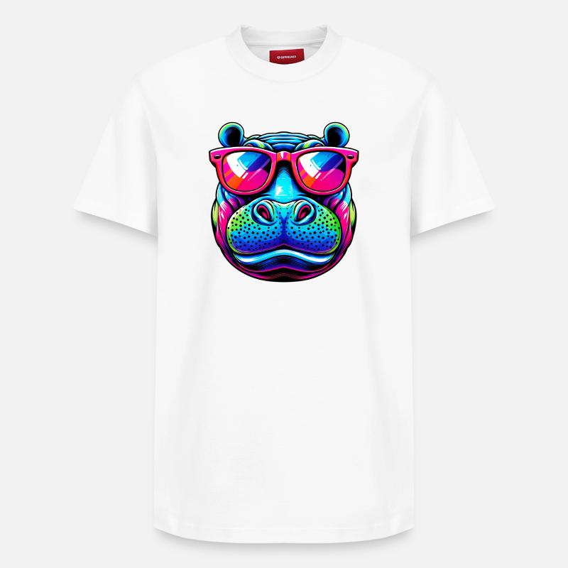 Hippopotame - T-shirt unisexe décontracté en coton Supima – de SPREAD - blanc