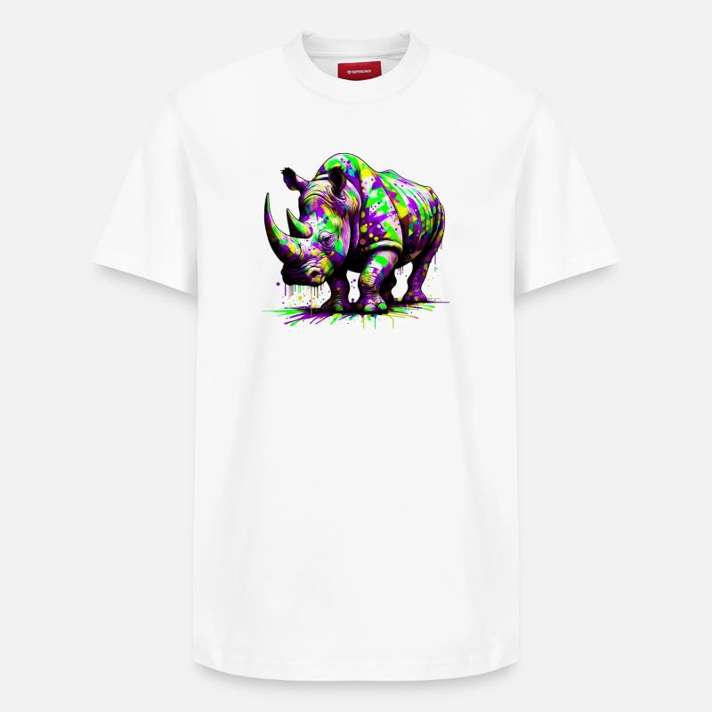 Rhinocéros - T-shirt unisexe décontracté en coton Supima – de SPREAD - blanc