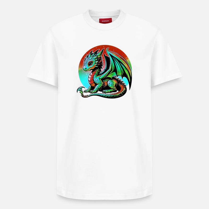 Drache - Relaxed Unisex Supima Cotton T-Shirt – von SPREAD - Weiß