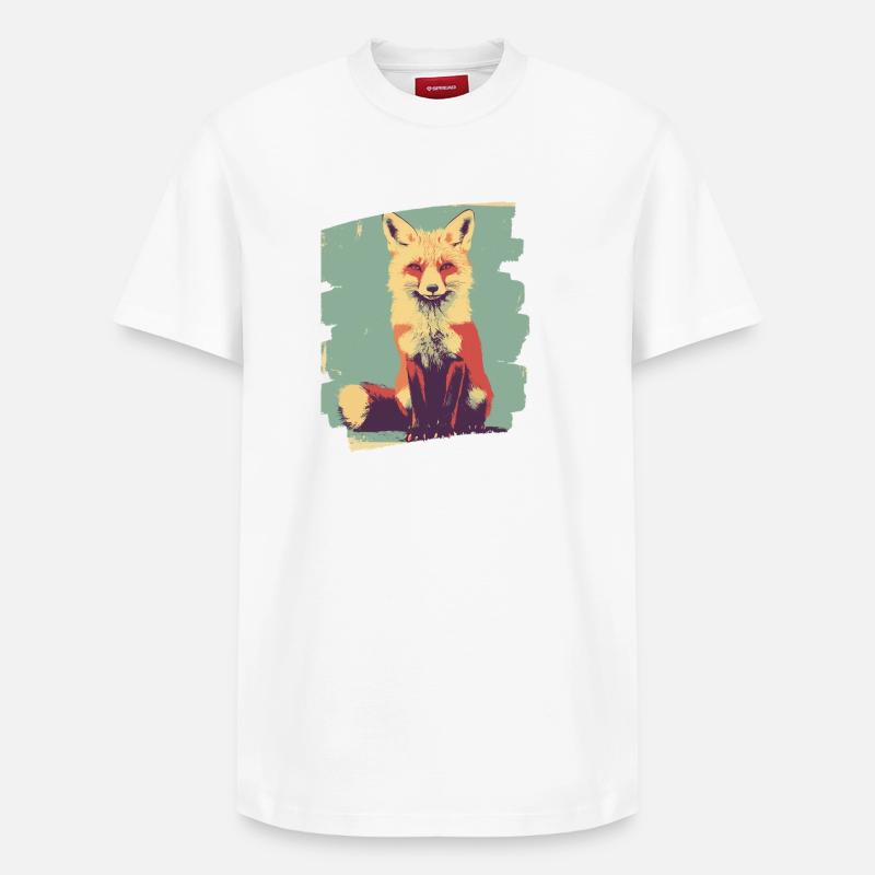 Renard Rétro - T-shirt unisexe décontracté en coton Supima – de SPREAD - blanc
