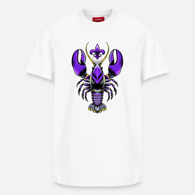 Mardi Gras Languste mit Fleur-de-Lis Design - Relaxed Unisex Supima Cotton T-Shirt – von SPREAD - Weiß