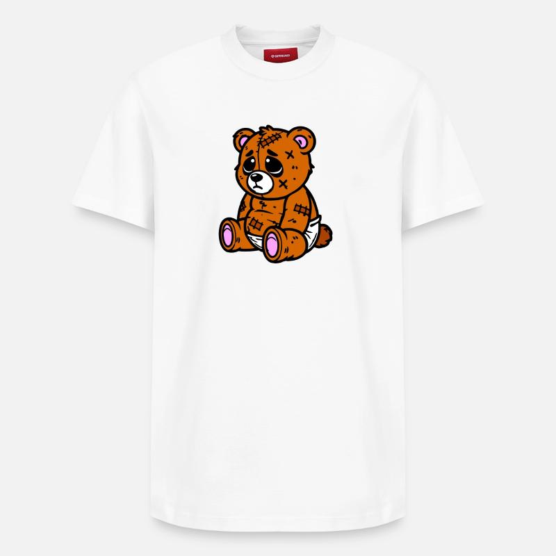 Petit ours triste - T-shirt unisexe décontracté en coton Supima – de SPREAD - blanc