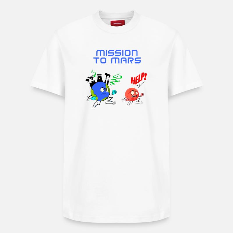 Mission to Mars - T-shirt unisexe décontracté en coton Supima – de SPREAD - blanc