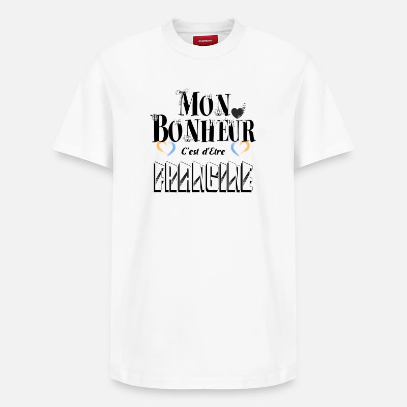 Mon Bonheur C'est d'Etre Frangine - T-shirt unisexe décontracté en coton Supima – de SPREAD - blanc