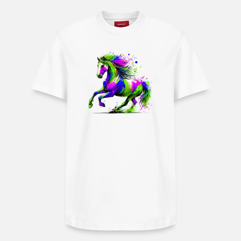 Pferd - Relaxed Unisex Supima Cotton T-Shirt – von SPREAD - Weiß