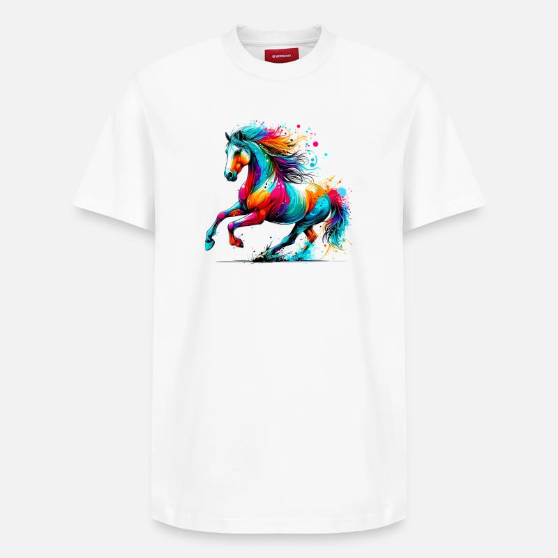 Cheval - T-shirt unisexe décontracté en coton Supima – de SPREAD - blanc