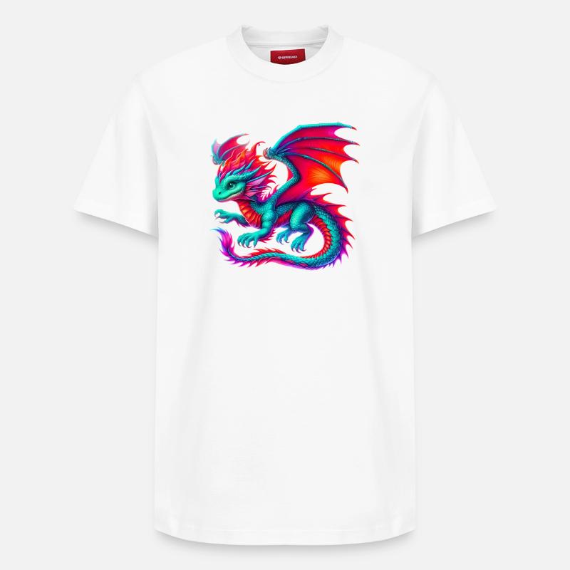 Drache - Relaxed Unisex Supima Cotton T-Shirt – von SPREAD - Weiß