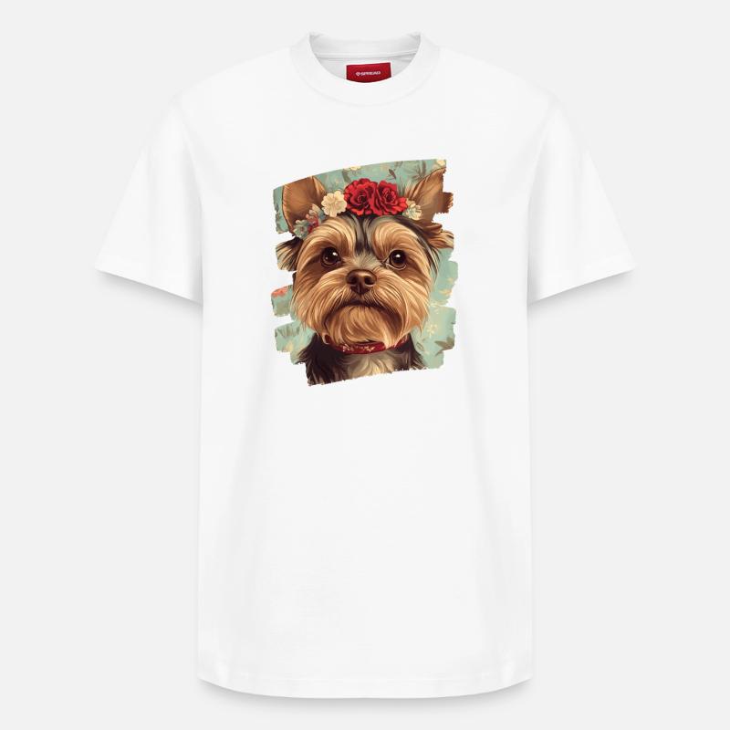 Yorkshire Terrier - T-shirt unisexe décontracté en coton Supima – de SPREAD - blanc