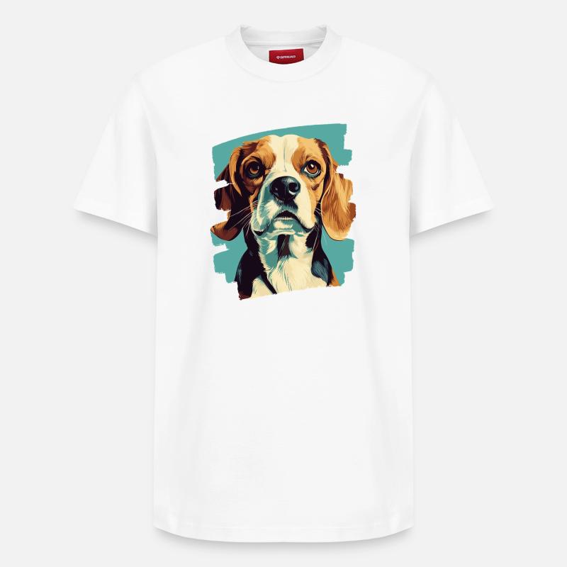 Beagle - T-shirt unisexe décontracté en coton Supima – de SPREAD - blanc
