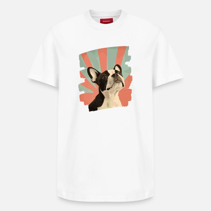 Boston Terrier - T-shirt unisexe décontracté en coton Supima – de SPREAD - blanc