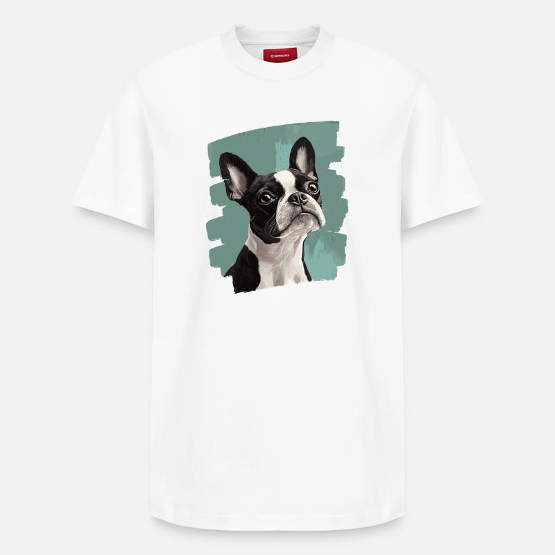 Boston Terrier - T-shirt unisexe décontracté en coton Supima – de SPREAD - blanc