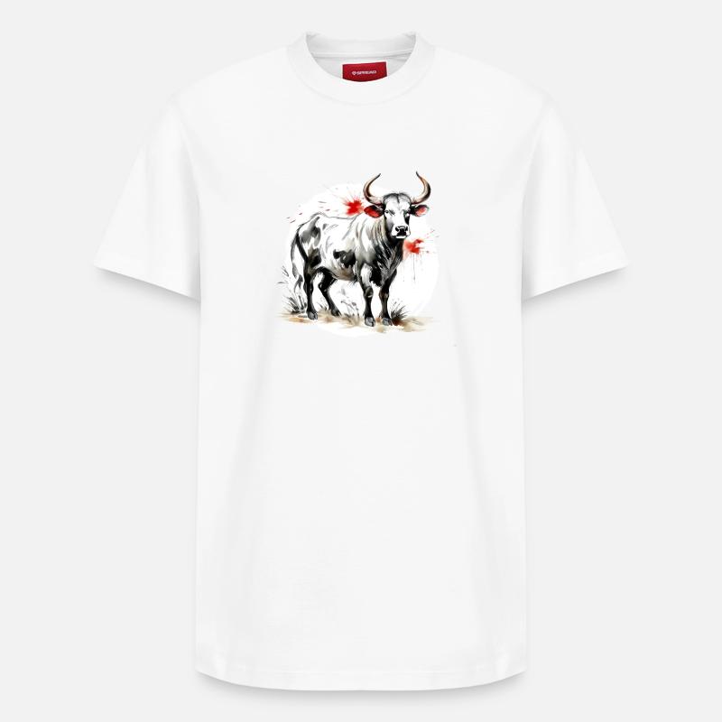 Chinesisches Sternzeichen Büffel - Relaxed Unisex Supima Cotton T-Shirt – von SPREAD - Weiß