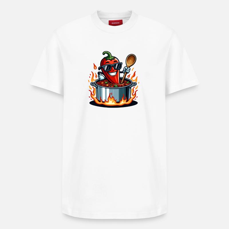 Cuisiner avec le feu - T-shirt unisexe décontracté en coton Supima – de SPREAD - blanc