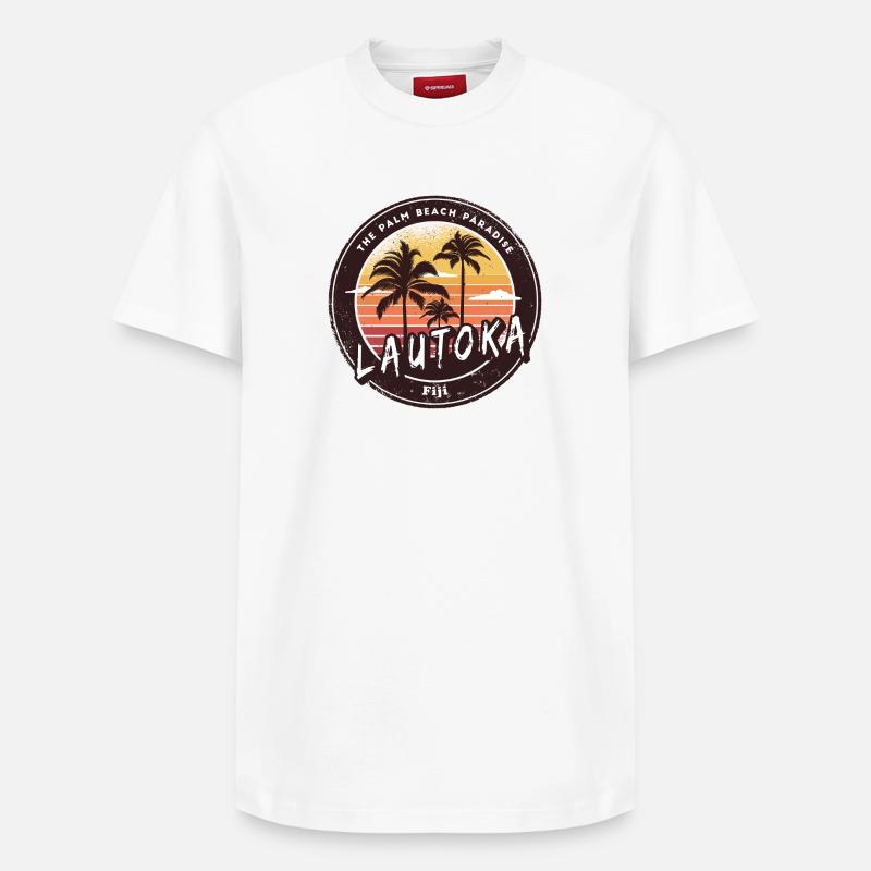 Lautoka – Palm Beach Paradis - T-shirt unisexe décontracté en coton Supima – de SPREAD - blanc