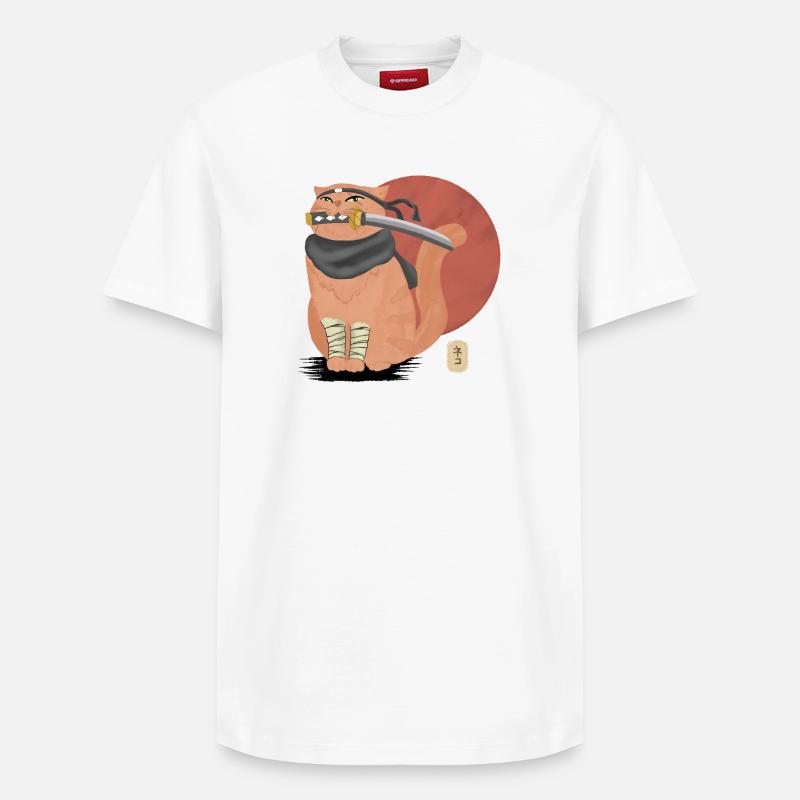 Chat samouraï avec Katana - T-shirt unisexe décontracté en coton Supima – de SPREAD - blanc