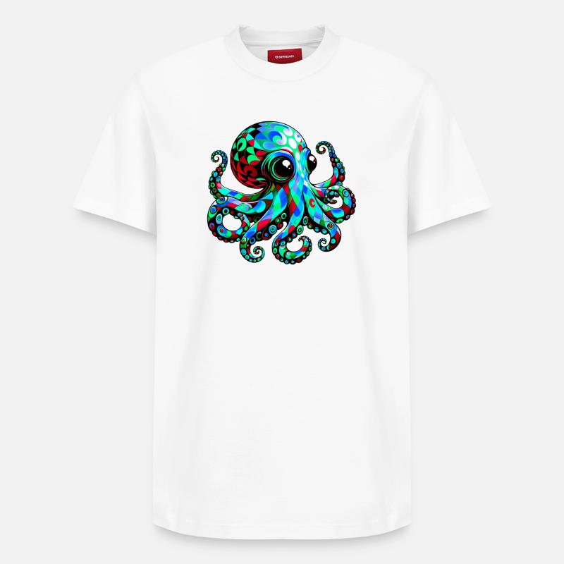 Pieuvre - T-shirt unisexe décontracté en coton Supima – de SPREAD - blanc