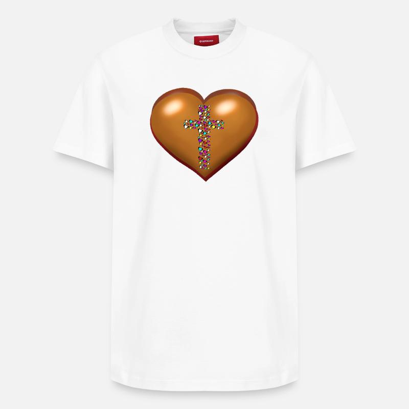 Croix Croix Coeurs Coeurs - T-shirt unisexe décontracté en coton Supima – de SPREAD - blanc