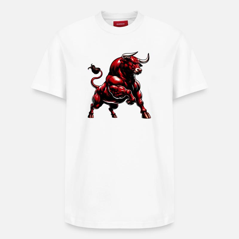 Taureau - T-shirt unisexe décontracté en coton Supima – de SPREAD - blanc