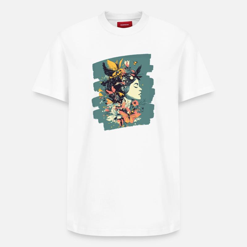 Printemps Printemps Début Fleurs - T-shirt unisexe décontracté en coton Supima – de SPREAD - blanc
