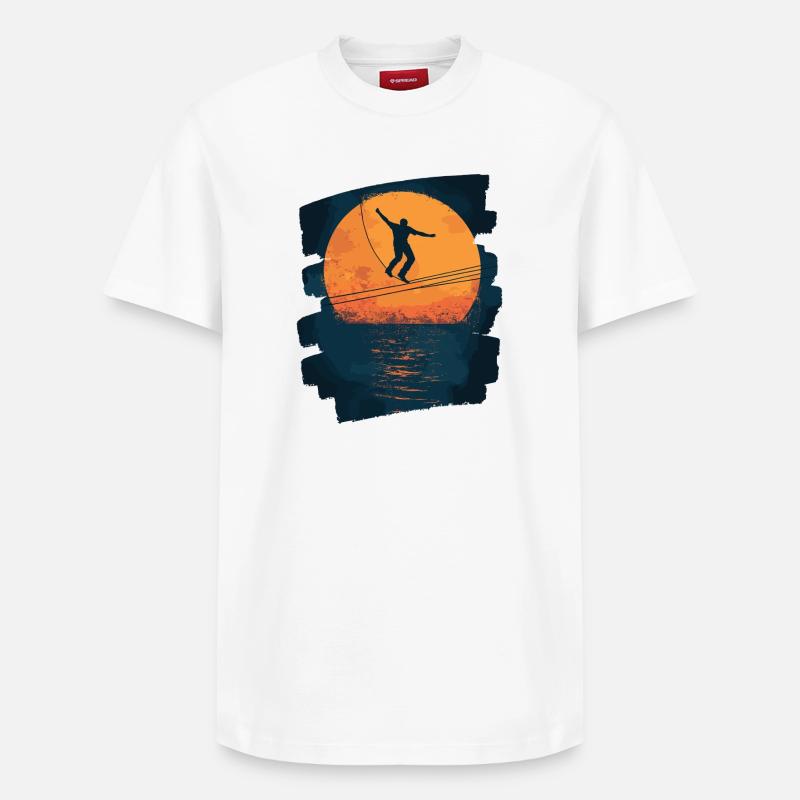Slackline Slacklining Balance - T-shirt unisexe décontracté en coton Supima – de SPREAD - blanc
