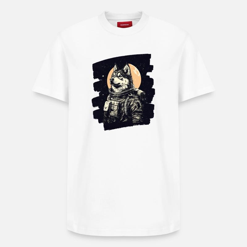 Astronaute husky - T-shirt unisexe décontracté en coton Supima – de SPREAD - blanc