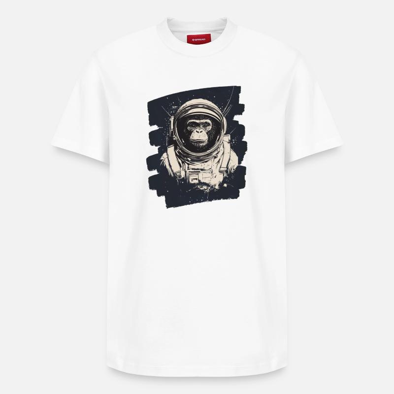 Singe astronaute - T-shirt unisexe décontracté en coton Supima – de SPREAD - blanc