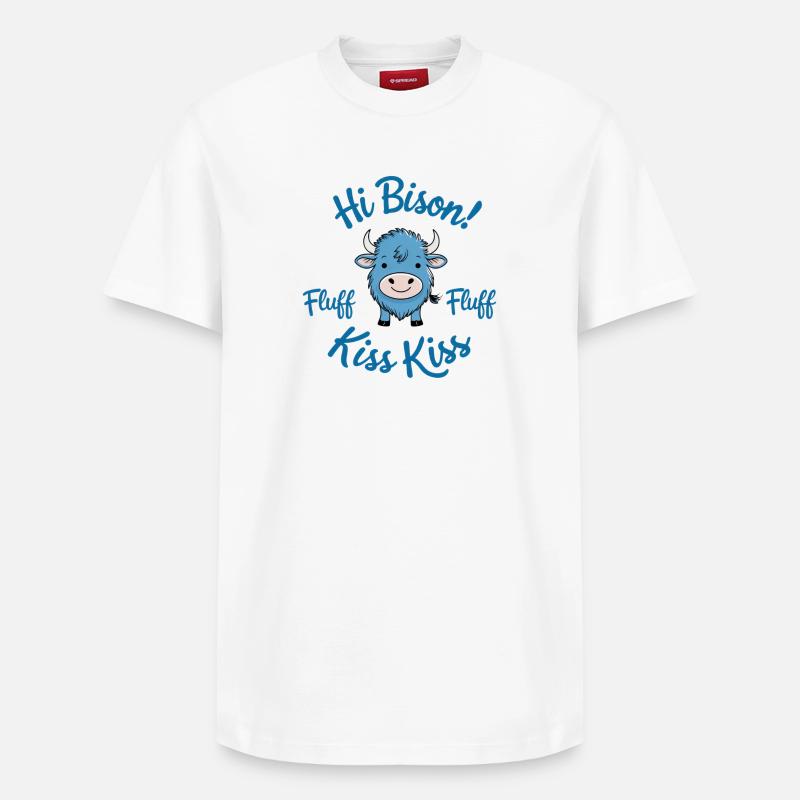 Salut Bison Fluff Fluff - T-shirt unisexe décontracté en coton Supima – de SPREAD - blanc