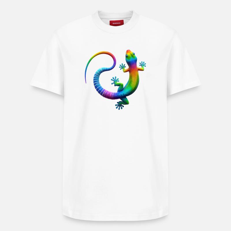 Gecko arc-en-ciel - T-shirt unisexe décontracté en coton Supima – de SPREAD - blanc