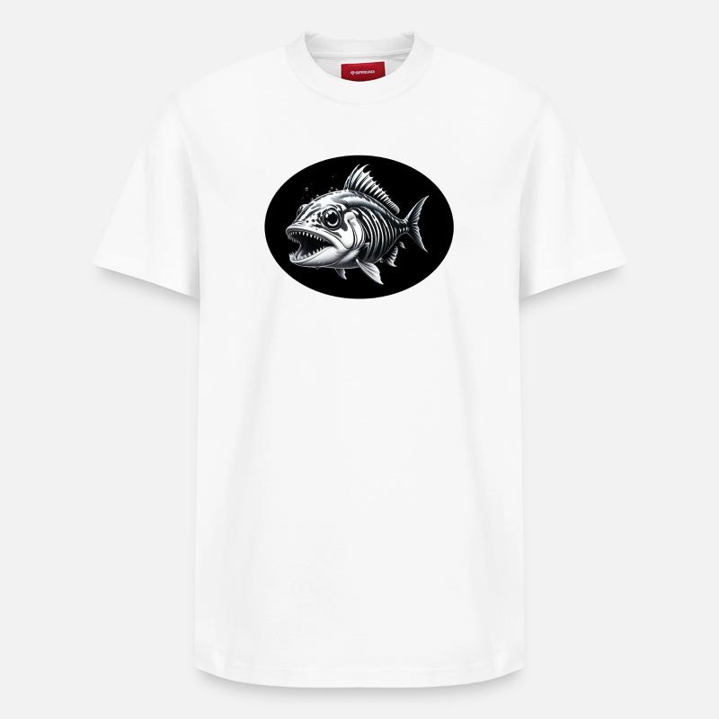 Squelette de poisson - T-shirt unisexe décontracté en coton Supima – de SPREAD - blanc