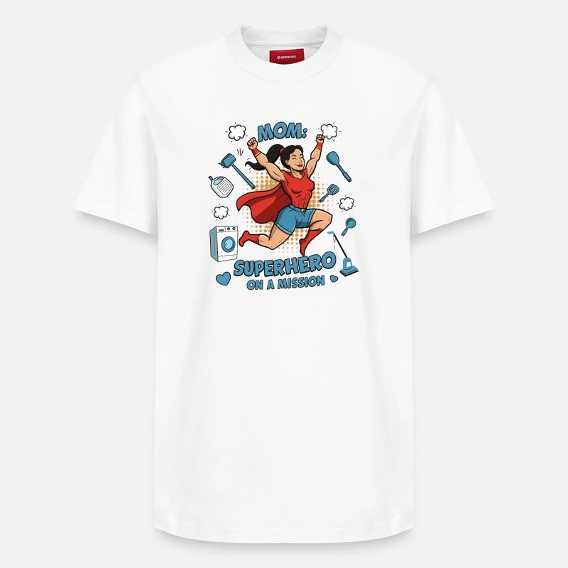 Mutter, Superheldin auf einer Mission ! - Relaxed Unisex Supima Cotton T-Shirt – von SPREAD - Weiß