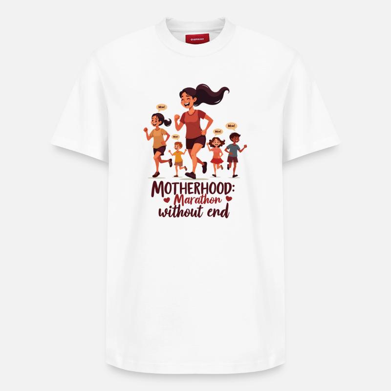 Muttersein: Marathon ohne Ende. - Relaxed Unisex Supima Cotton T-Shirt – von SPREAD - Weiß