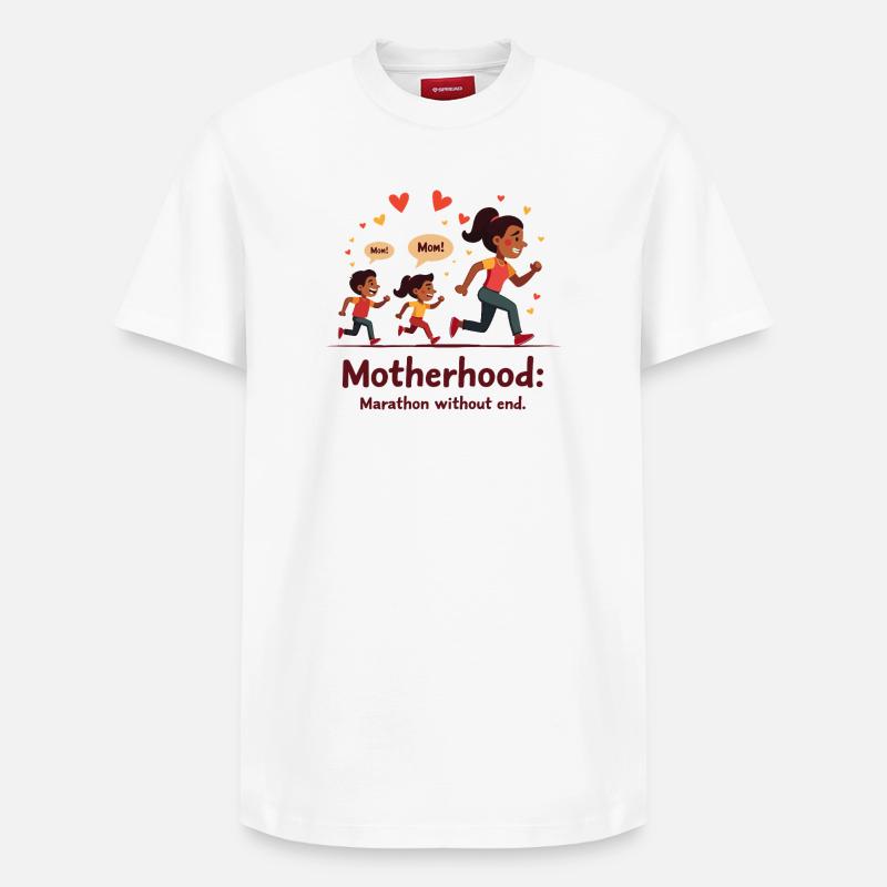 Muttersein: Marathon ohne Ende. - Relaxed Unisex Supima Cotton T-Shirt – von SPREAD - Weiß