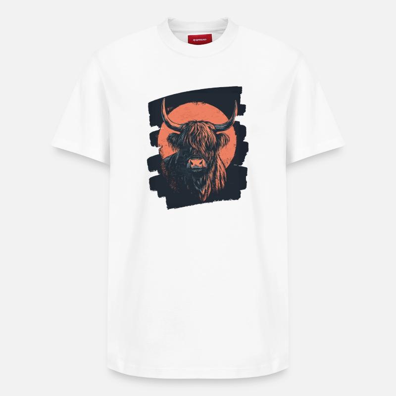 Bovins écossais des Highlands - T-shirt unisexe décontracté en coton Supima – de SPREAD - blanc