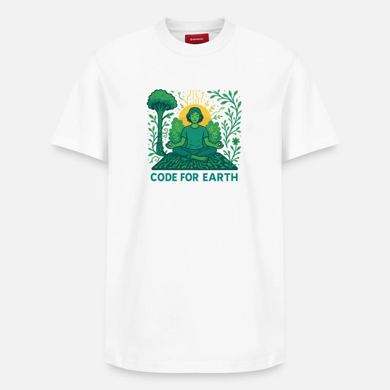 Code pour la Terre - T-shirt unisexe décontracté en coton Supima – de SPREAD - blanc