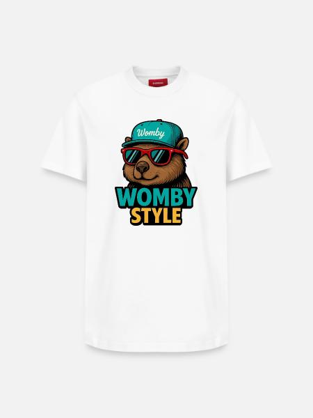 Womby Style Beaver with Sunglasses - Relaxed Unisex Supima Cotton T-Shirt – by SPREAD - white