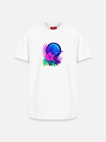 Neon Tropic Moon - Relaxed Unisex Supima Cotton T-Shirt – by SPREAD - white
