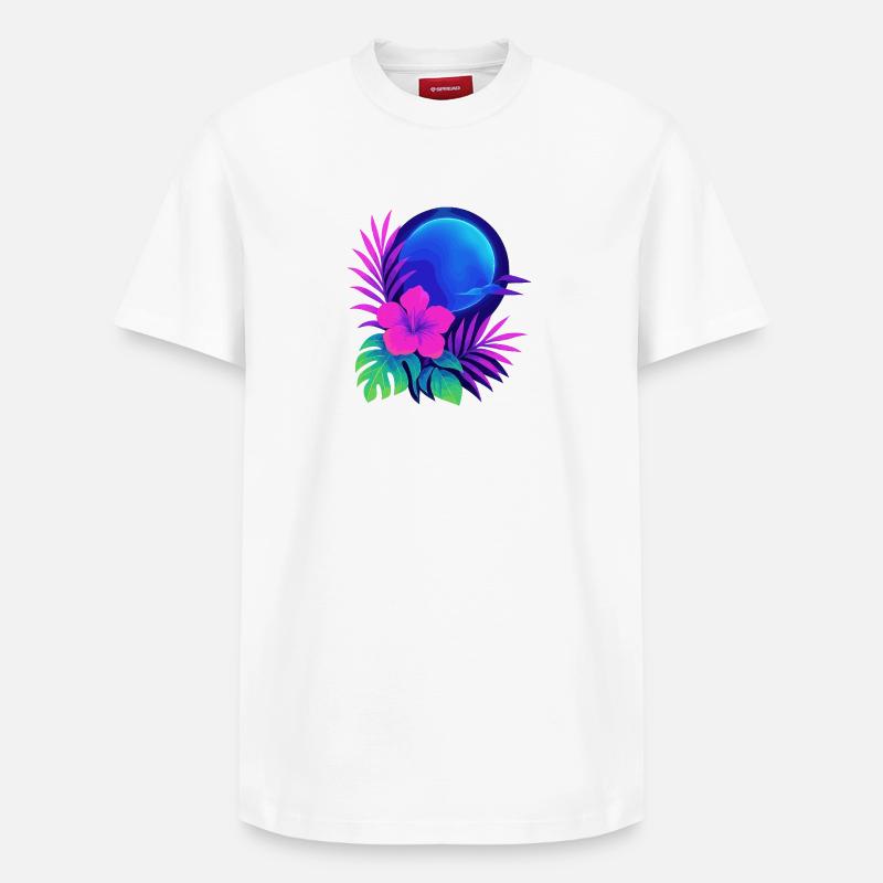 Néon Tropic Lune - T-shirt unisexe décontracté en coton Supima – de SPREAD - blanc