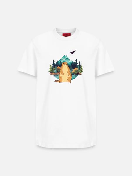 Murmeltier - Relaxed Unisex Supima Cotton T-Shirt – von SPREAD - Weiß