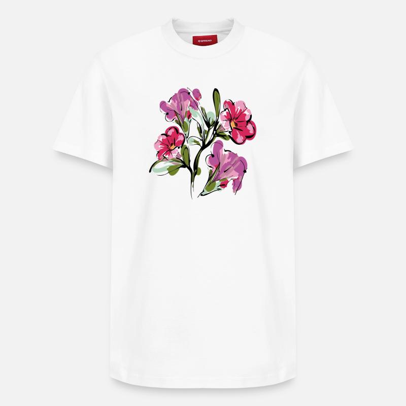 Bouquet Fleurs - T-shirt unisexe décontracté en coton Supima – de SPREAD - blanc