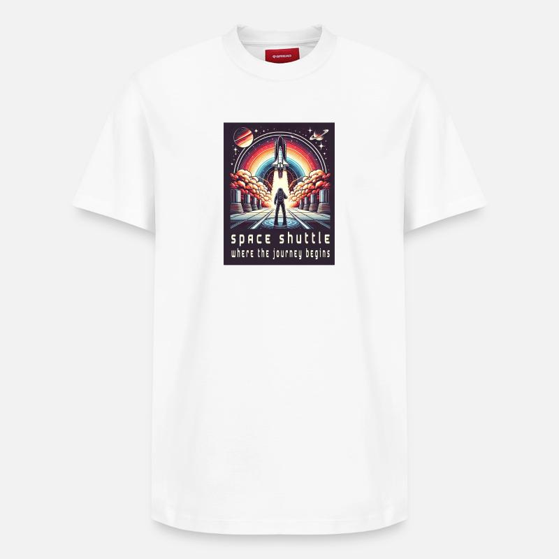 Space Shuttle - Die Reise beginnt - Relaxed Unisex Supima Cotton T-Shirt – von SPREAD - Weiß
